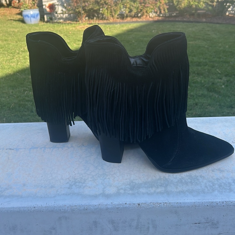 Black fringe ankle boots - Picture 6 of 8